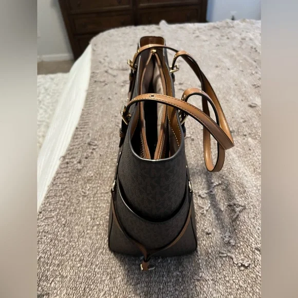 Michael Kors Dark Brown and Tan Tote - Picture 2 of 5